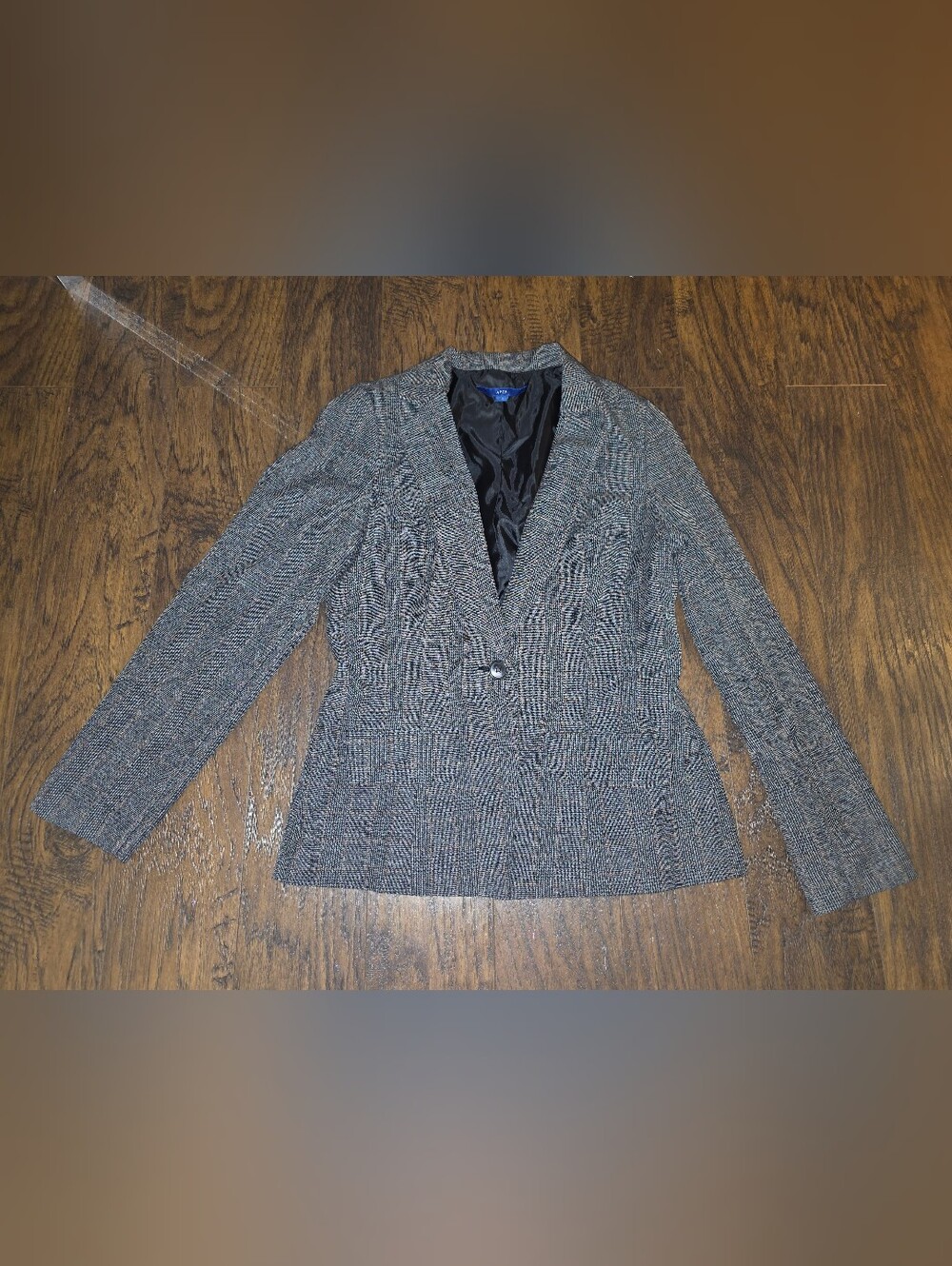 Apt. 9 Women's Black and Gray Glen Plaid Single-Button Blazer